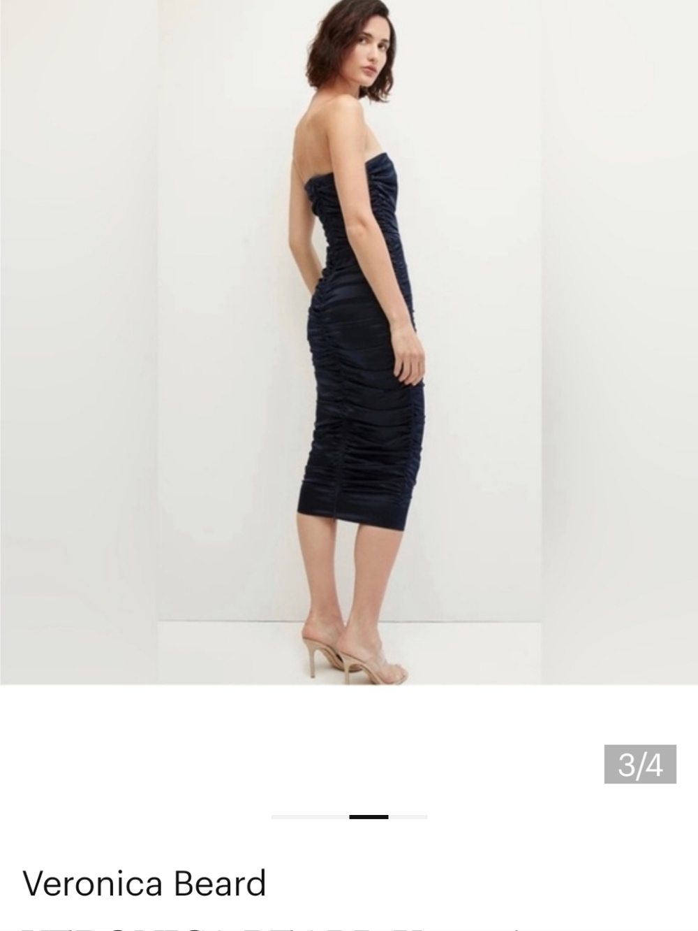 $648 Veronica Beard Women's Blue Kupa Ruched Strapless MIDI Dress Size 6